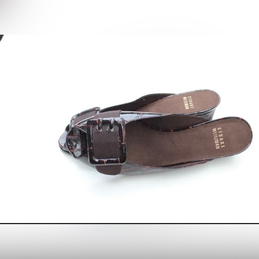 Stuart Weitzman Brown Mules with Buckle - Picture 9 of 9